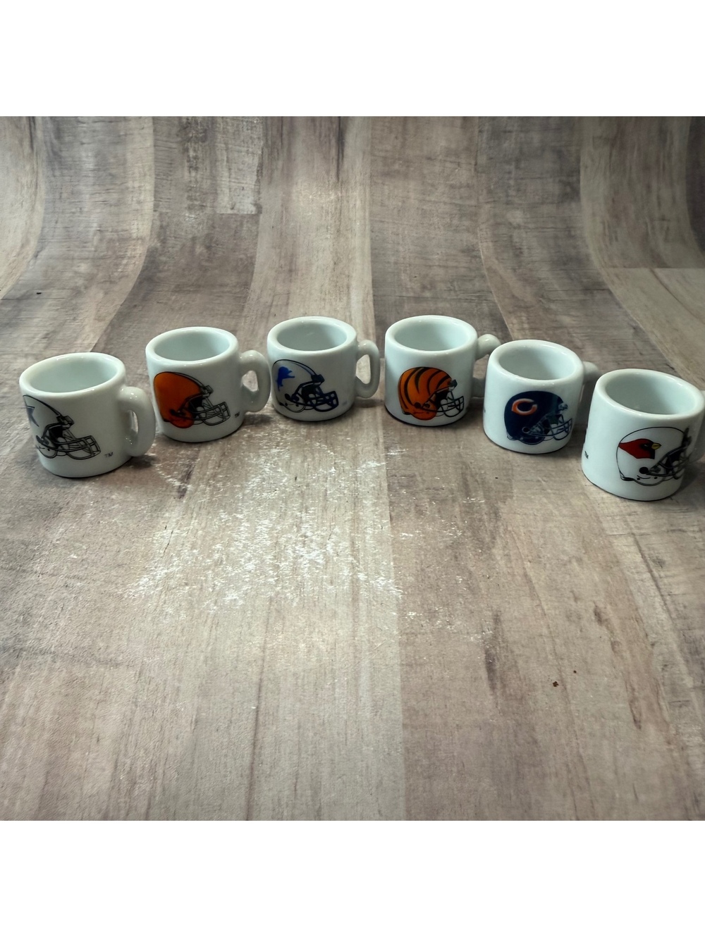 Lot of 6 Vintage Mini NFL Mugs Cowboys, Browns, Lions, Bengals, Bears, Cardinals